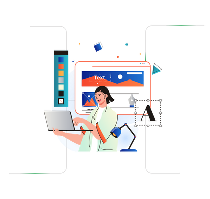 Creative services illustration with design and branding visuals